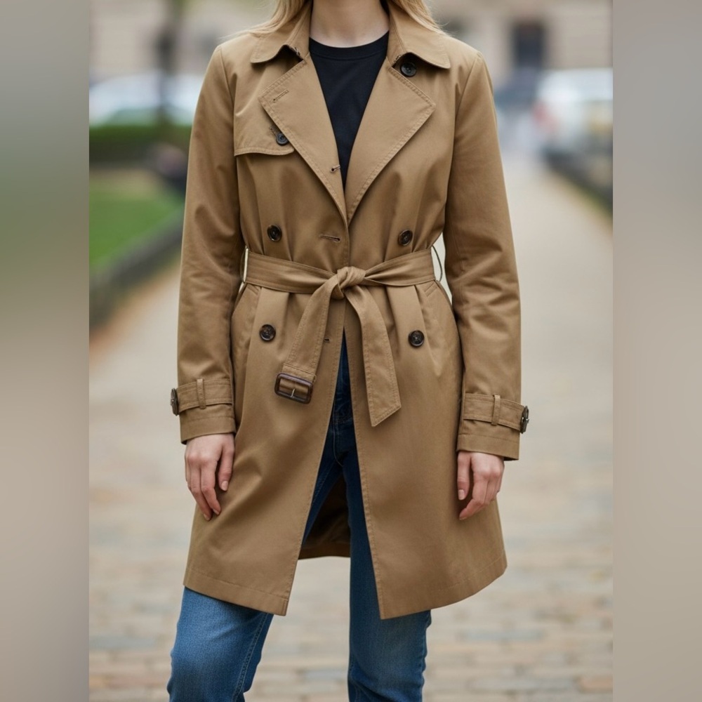 Banana Republic Cashew Tan Classic Lined Trench Coat Women’s Size Small Petite